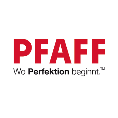 Logo von PFAFF mit dem Slogan ‚Wo Perfektion beginnt.